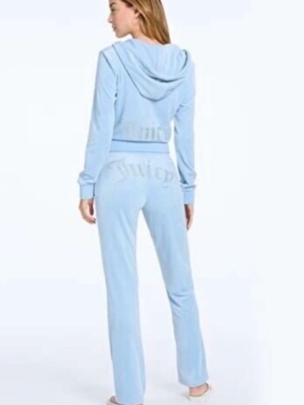 Juicy Couture NWOT Size L Baby Blue Velour Tracksuit Bling 90’s Y2K